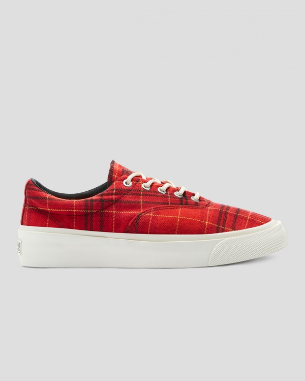 Converse Skidgrip Twisted Plaid Rød Sko Danmark - Converse Lave Sneakers Herre - 12904ESVA